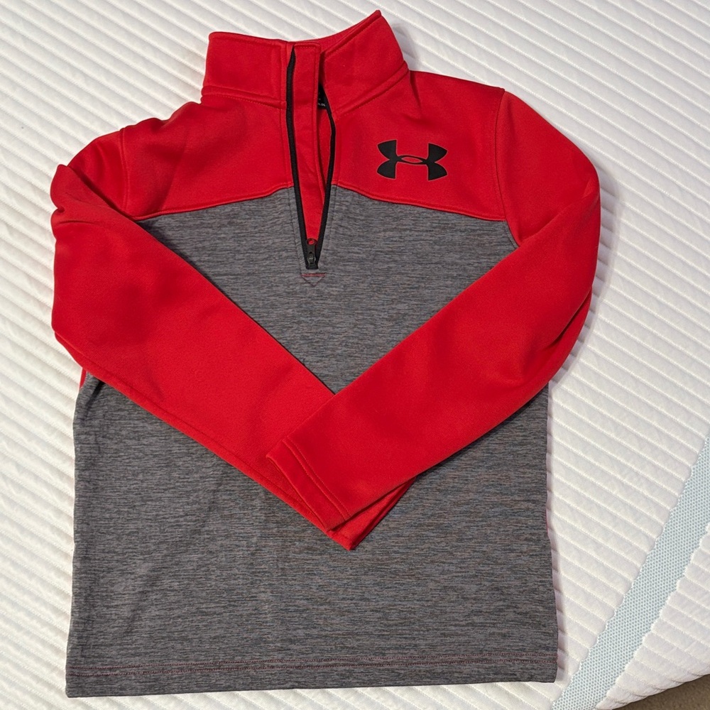 Under Armour Red and Gray Half-Zip Top